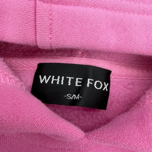 White Fox Pink Hoodie “White Fox Season” Embossed Logo Size S/M Oversized - Picture 3 of 10